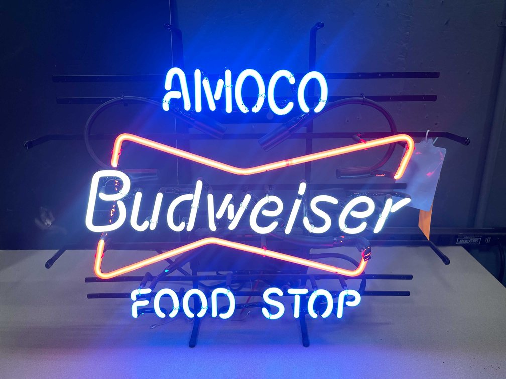 Budweiser Amoco Food Stop Neon Sign