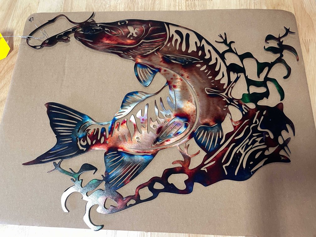 Laser Cut Metal Sign of Large Fish (T2)