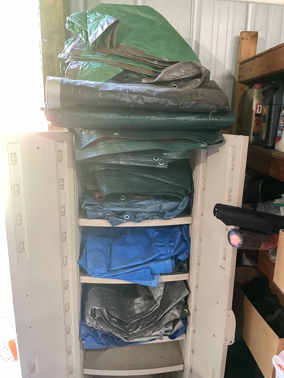 Cabinet and Tarps
