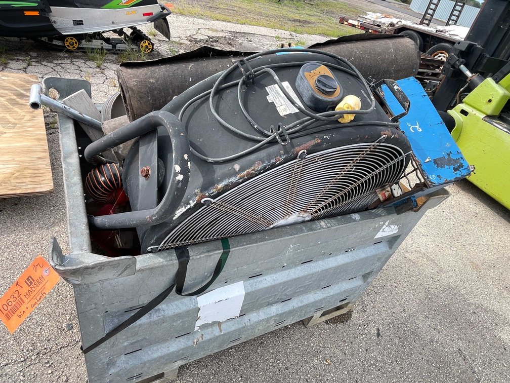 Metal Bin and Contents