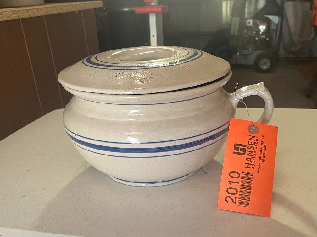 Blue Banded Soup Crock