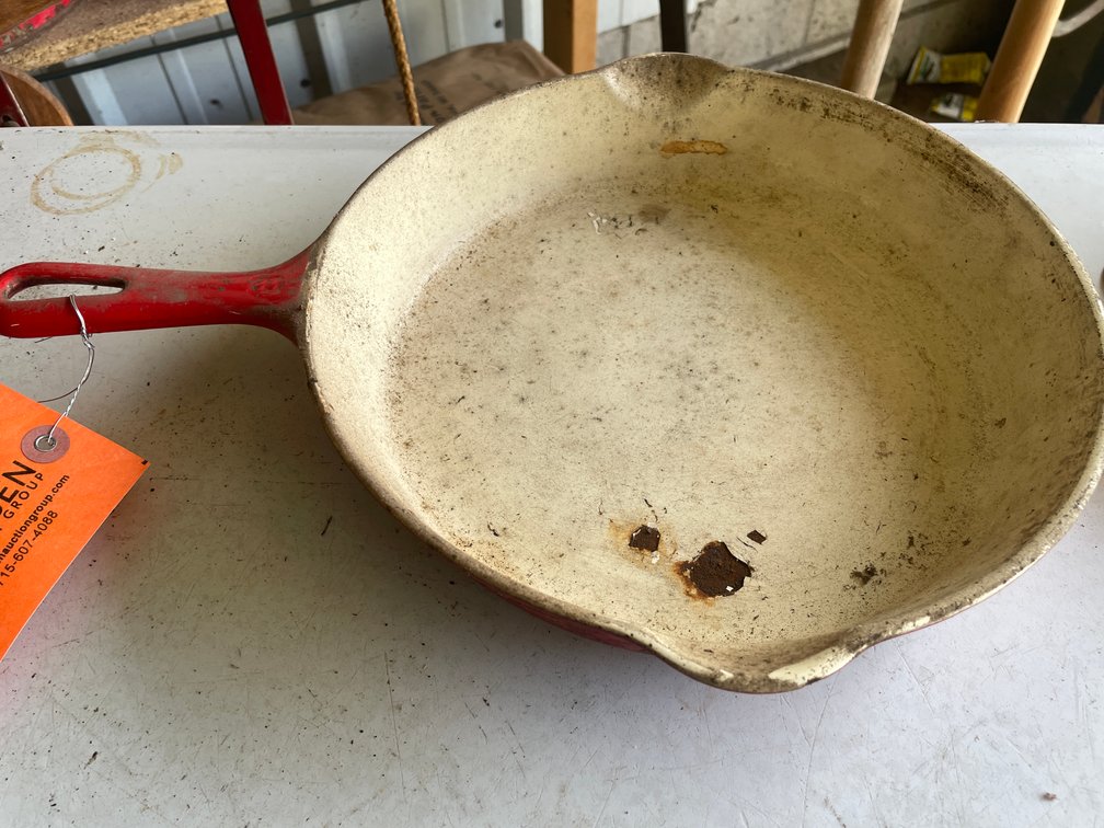 Griswold 8 Red Enamel Cast Iron Fry Pan