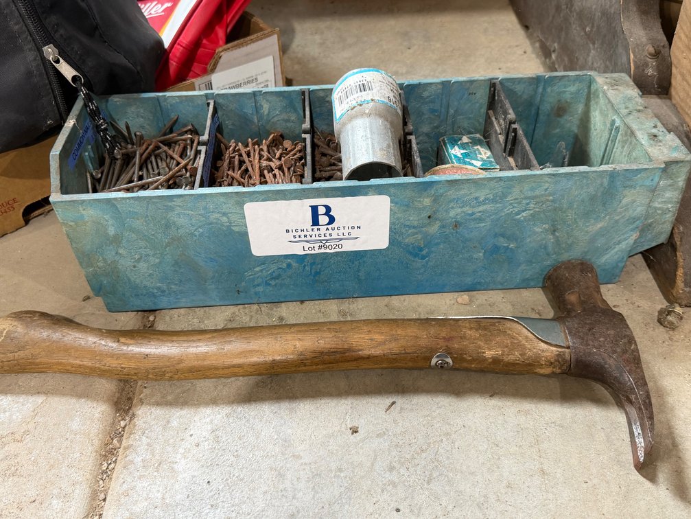 Tray of Nails & Hammer