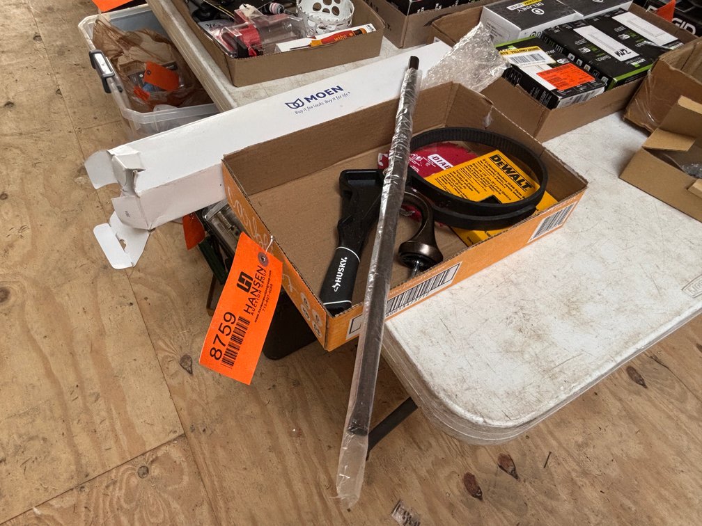 Husky Belt Wrench, DeWalt Sander Pad, and Moen Towel Bar (Strum, WI)