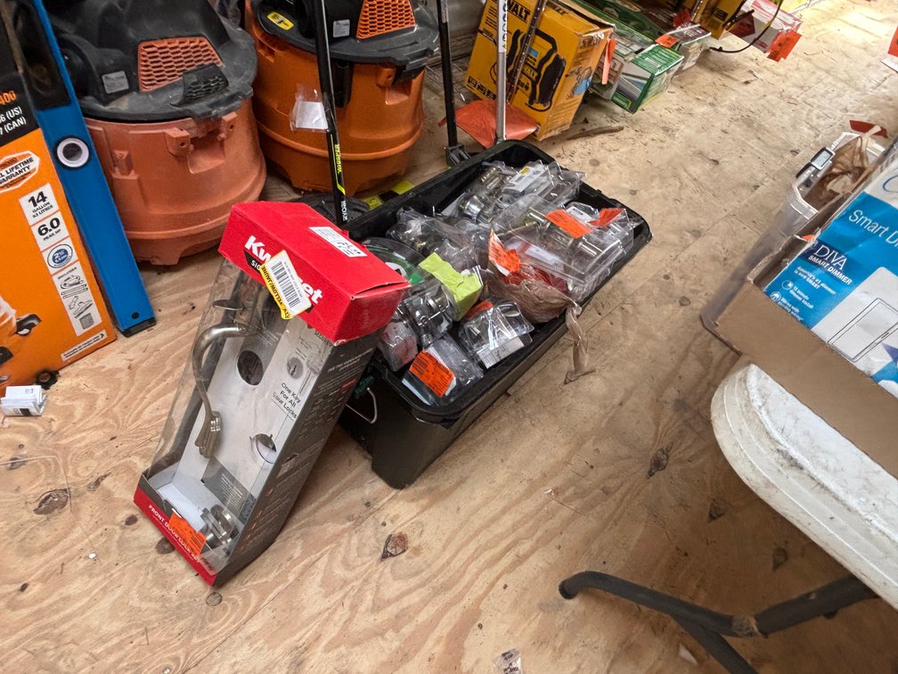Tote of Door Handles and Locks (Strum, WI)