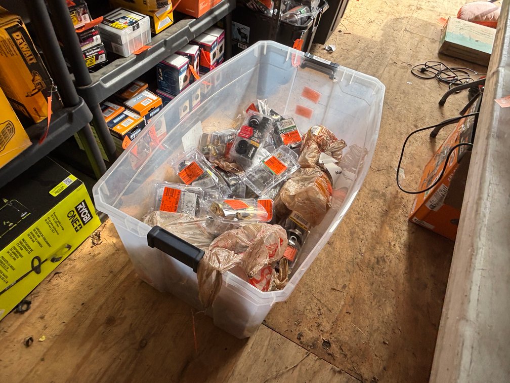Tote of Door Handles and Locks (Strum, WI)