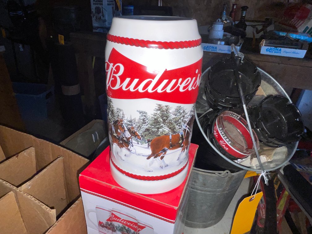 (4) 2016 Budweiser Holiday Beer Steins