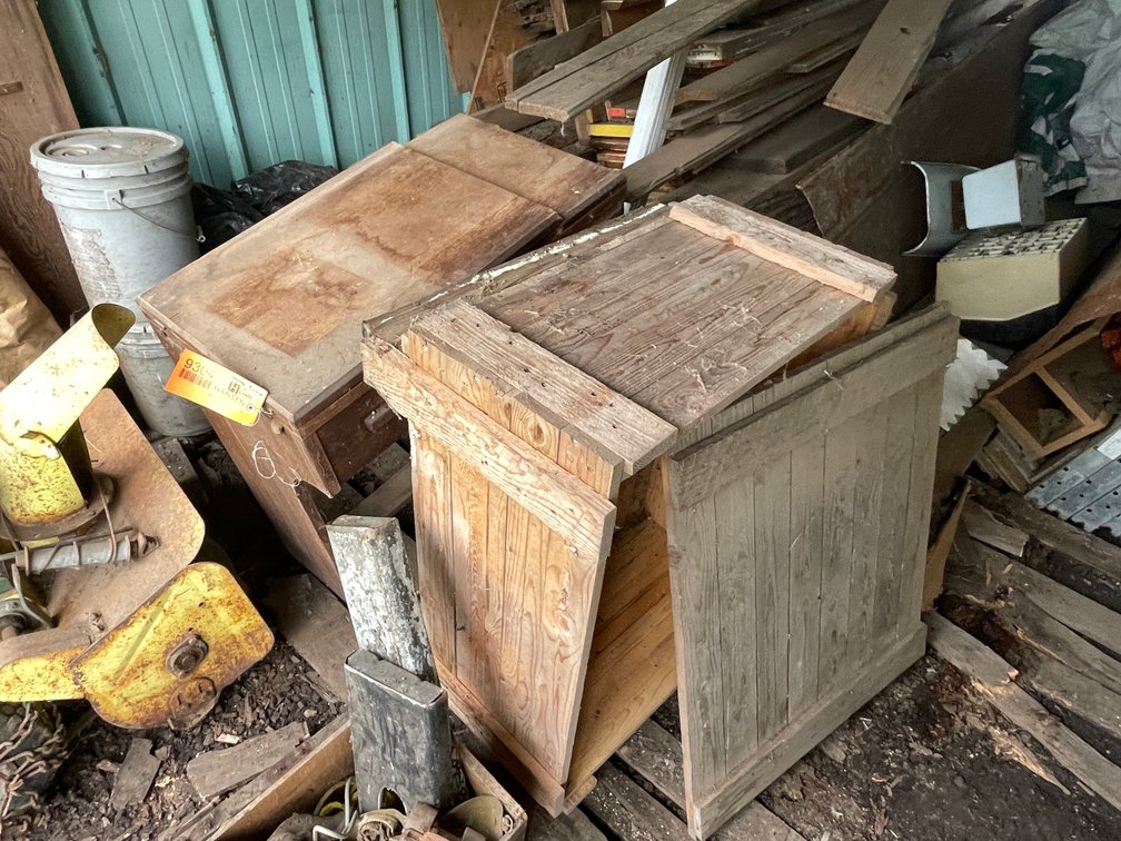 Vintage Singer Sewing Machine Desk and Wood Crate