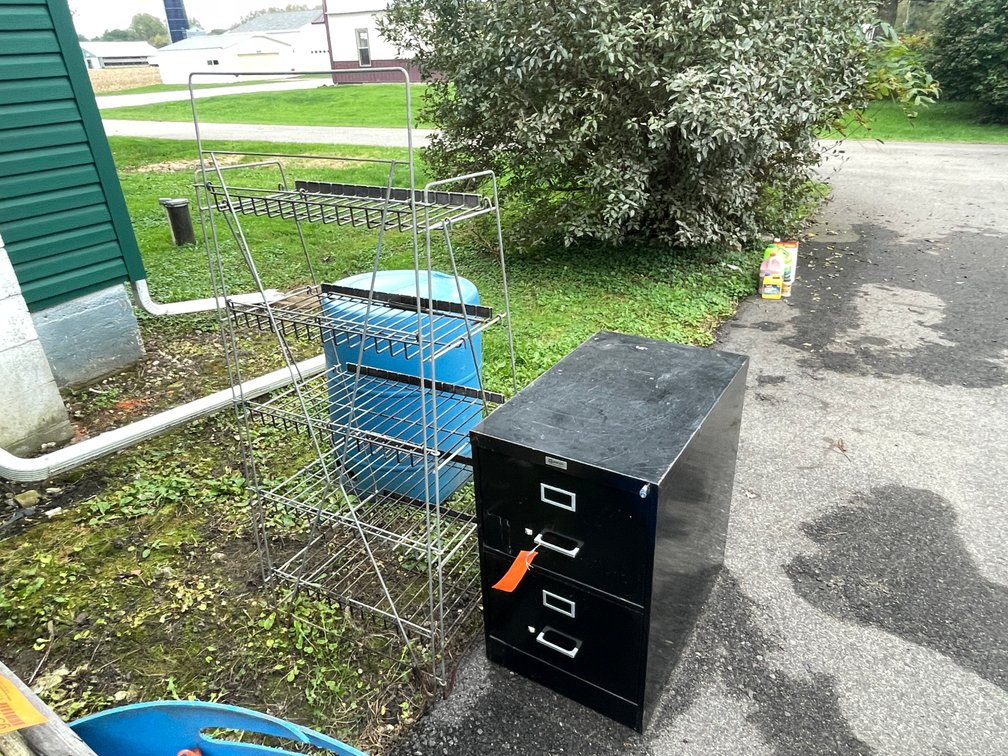 File Cabinet and Metal Rack