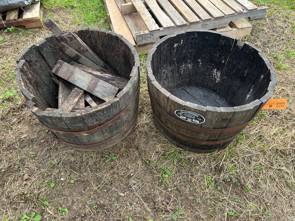 (2) Jack Daniels Whiskey Barrel Planters