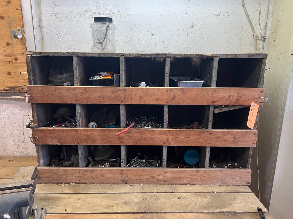 Wooden Bin with Contents