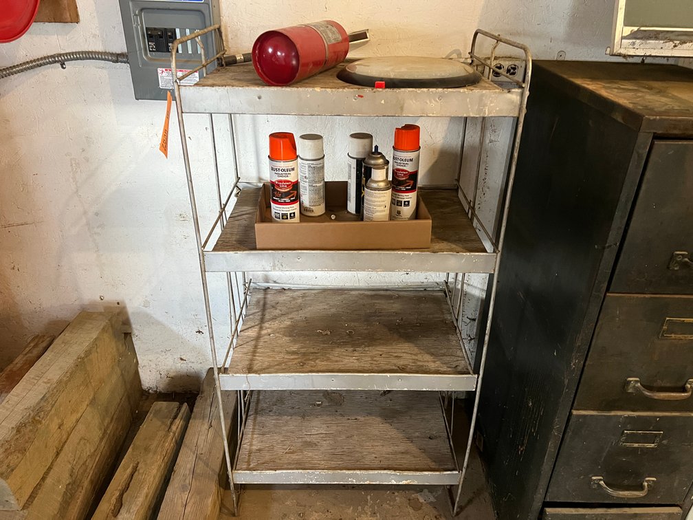 Steel Shelving Cabinet with Contents