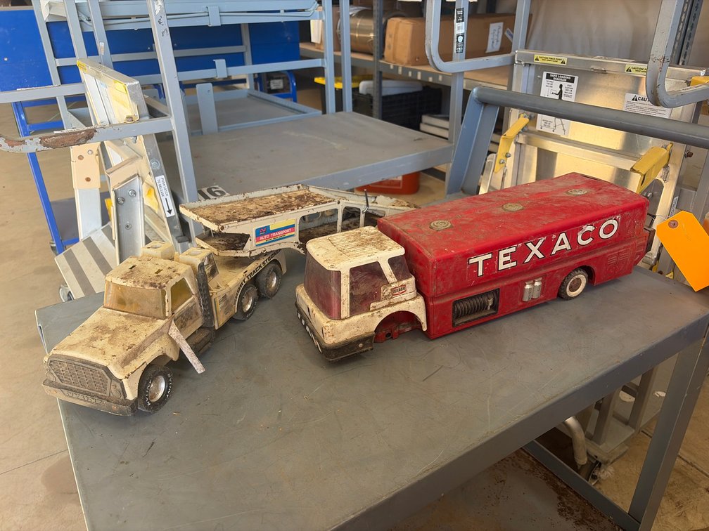 Pressed Steel Toy Trucks and Auto Transport Trailer