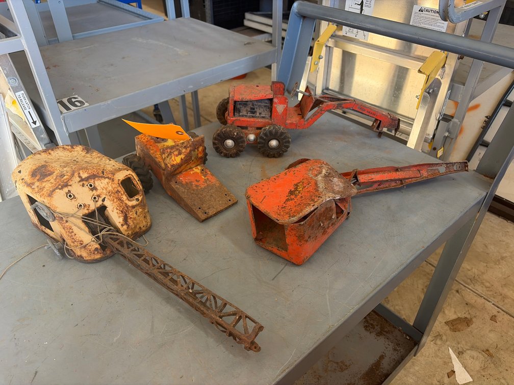 (4) Pressed Steel Toy Construction Vehicles and Parts
