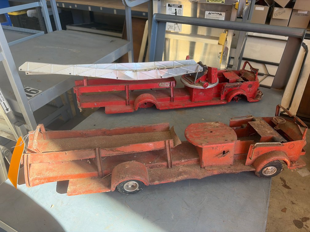 (2) Structo Pressed Steel Toy Fire Trucks