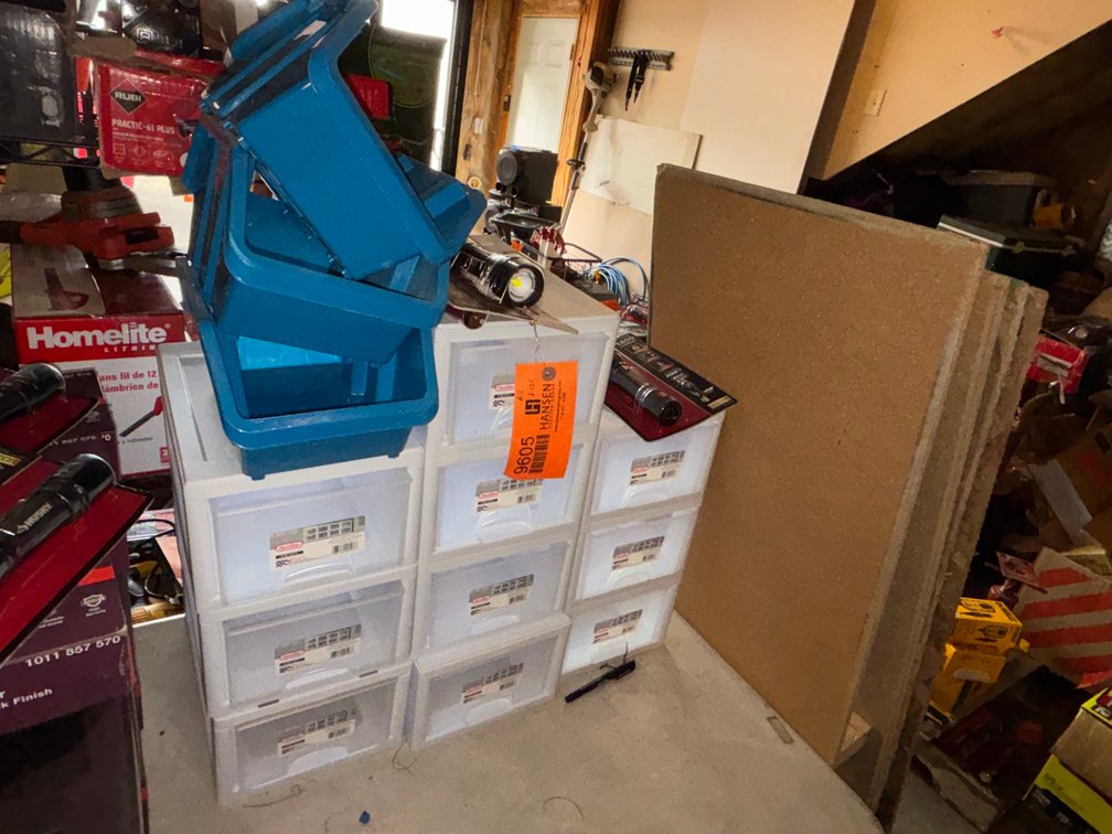 (10) Sterilite Bins and (3) Stack them Up Bins (Fountain City, WI)