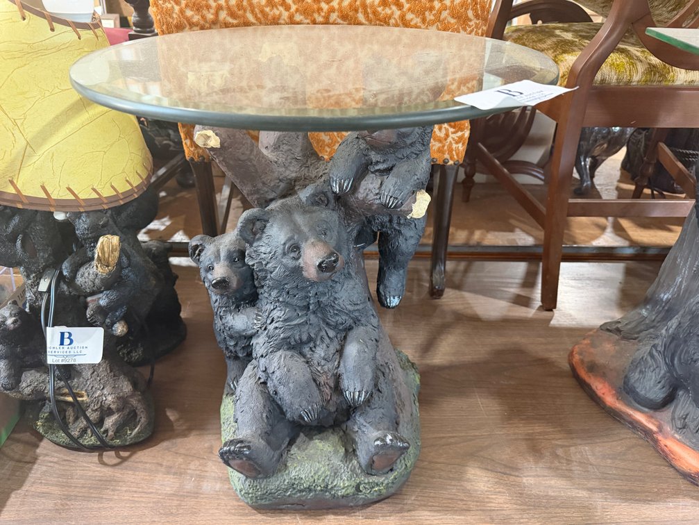Bear Glass Top Table