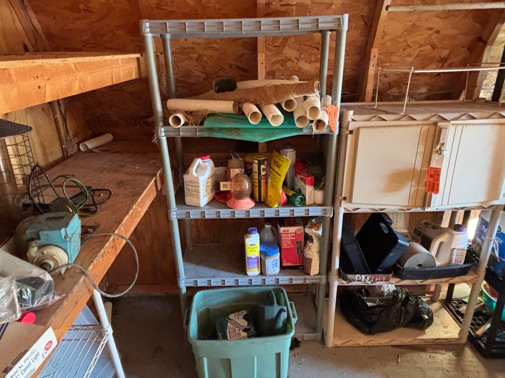Plastic Shelving Unit and Contents