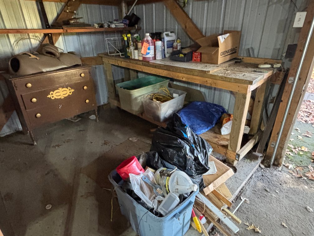 Wood Work Bench and Contents
