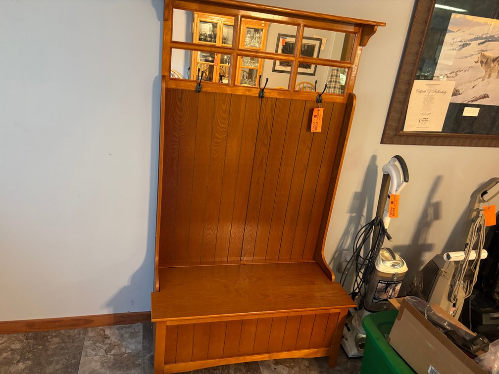 Wooden Hall Tree Bench with Hooks