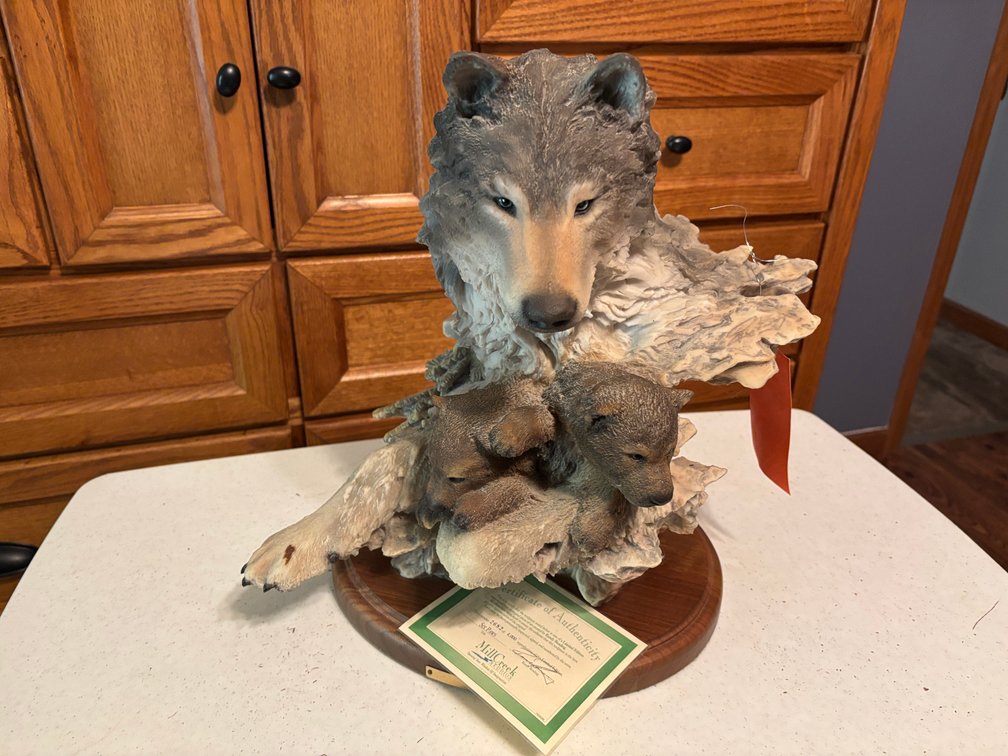 Composite Wolf Statue