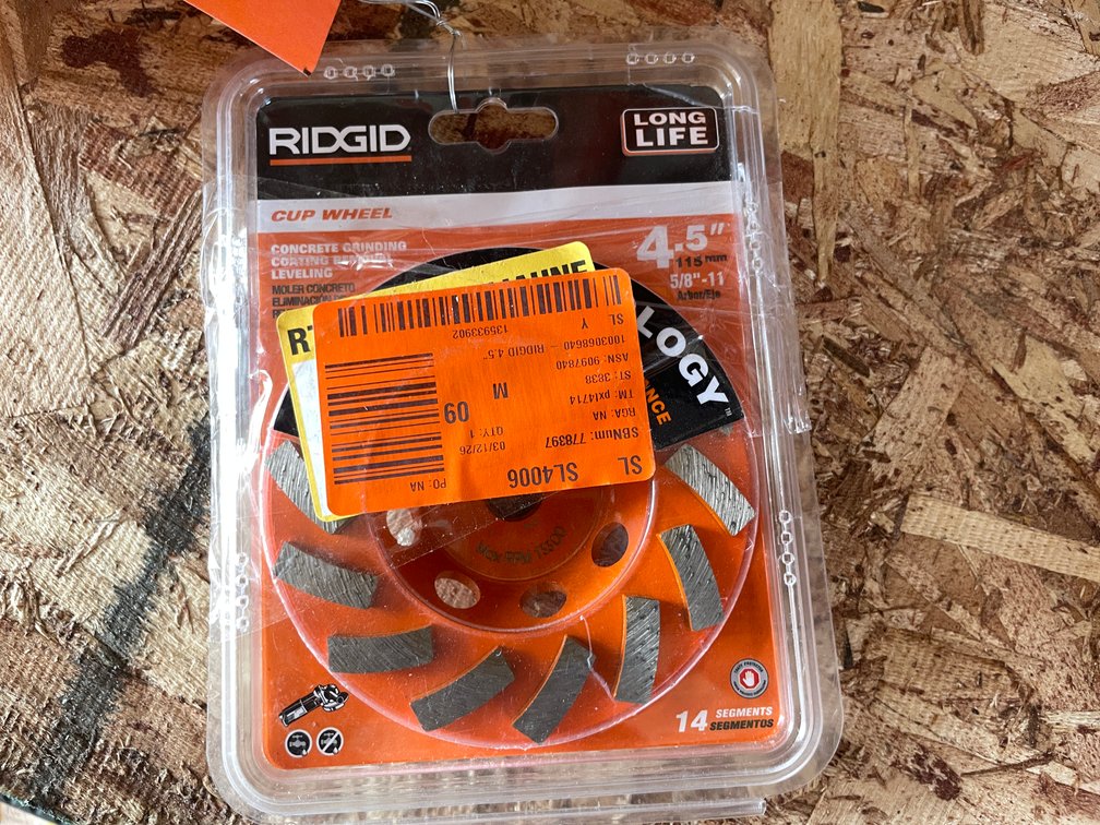 Ridgid 4-1/2" Cup Wheel (Strum, WI)