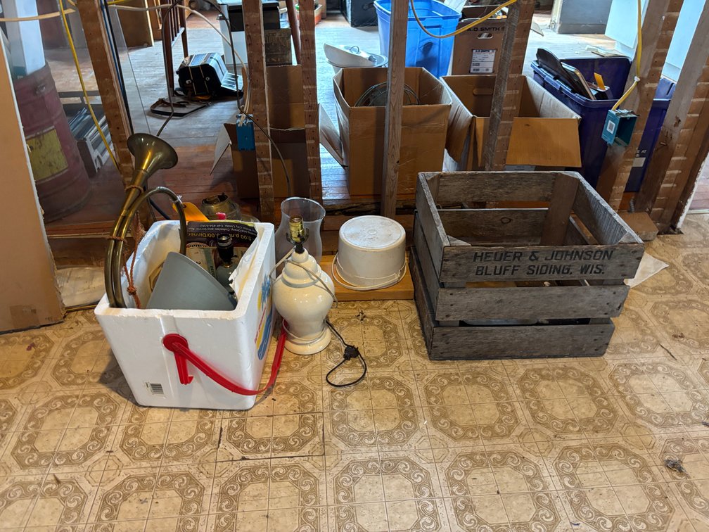 Assortment of Lamps and Wood Crate