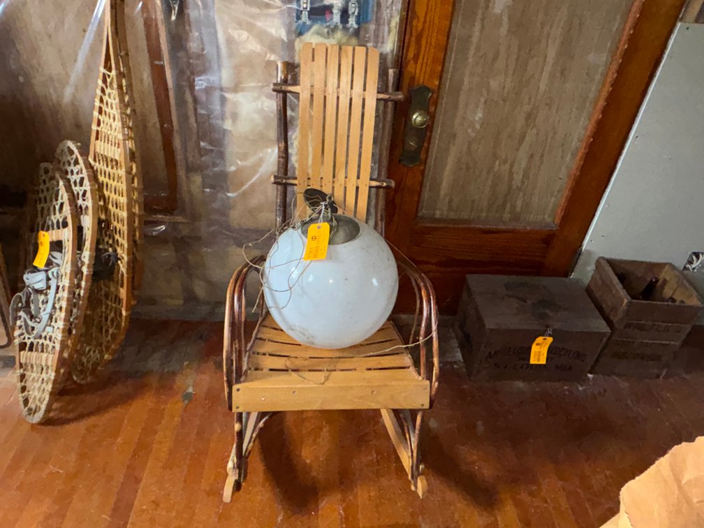 Vintage Wood Rocking Chair and Lamp