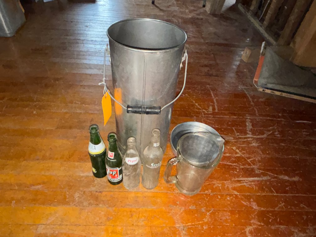 Metal Canister with Glassware