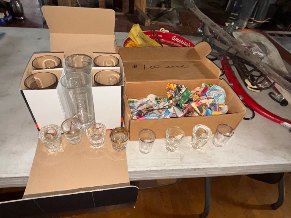 Box of Jagermeister Glasses and Shot Glasses