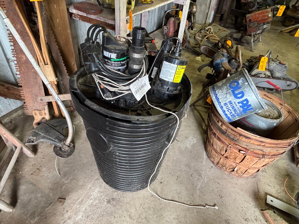 (2) Sump Pumps and Bin