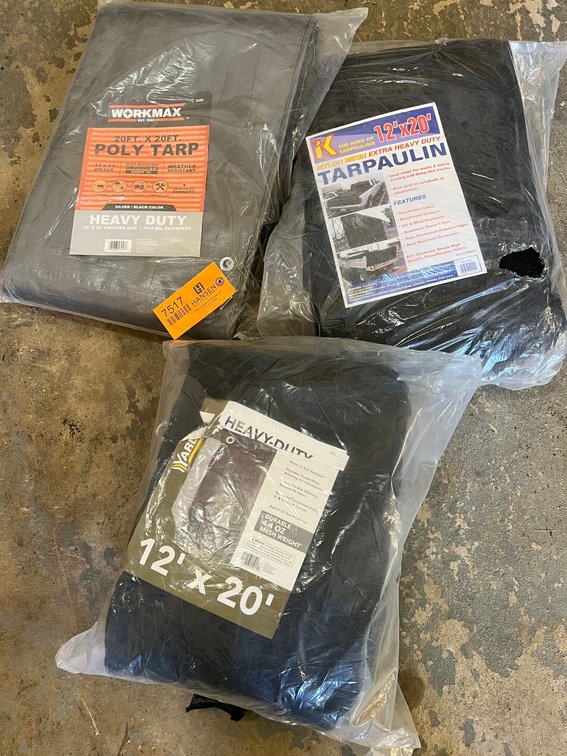 (1) New 20' x 20'  Tarp and (2) New 12' x 20' Heavy Duty Tarps