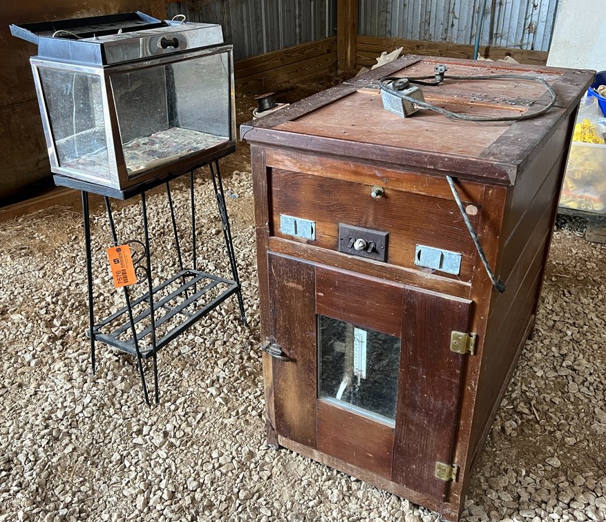 Wooden Incubator and Fish Tank on Stand