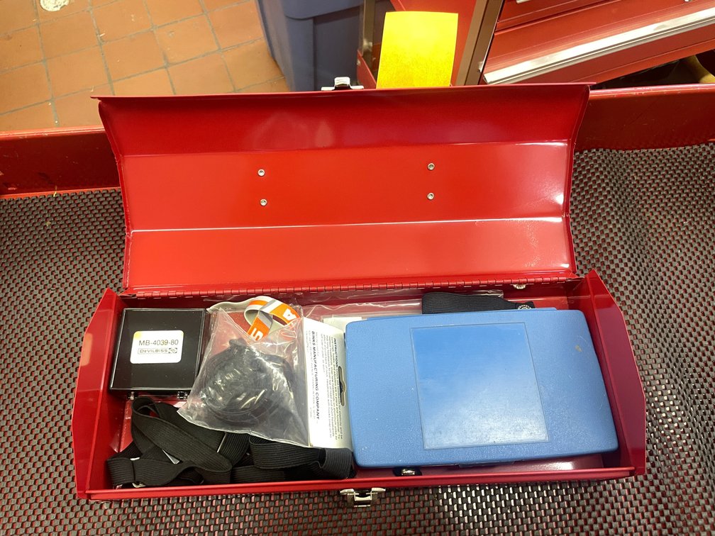Metal Toolbox with Respirator Parts