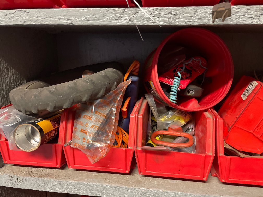 Shop Supplies, Hardware, Hand Tools, Fittings, and Storage Bins