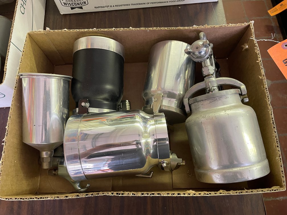 Box of Various Paint Sprayers