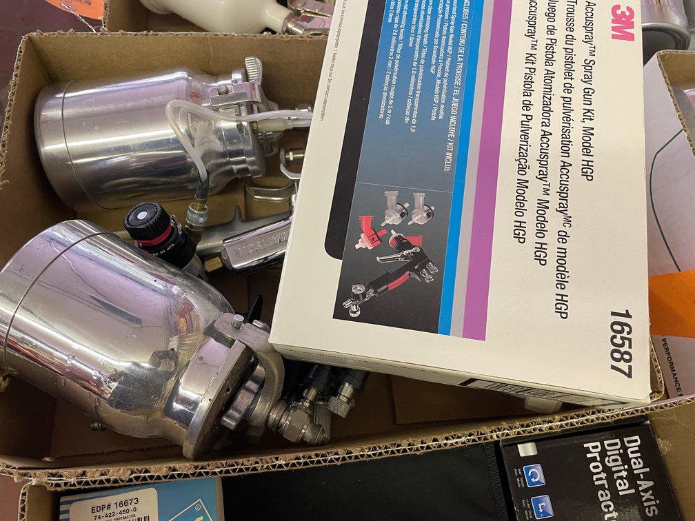 Box of Various Paint Sprayers