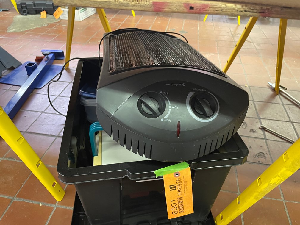 Tote with Heater, Storage Containers, and Small Cooler