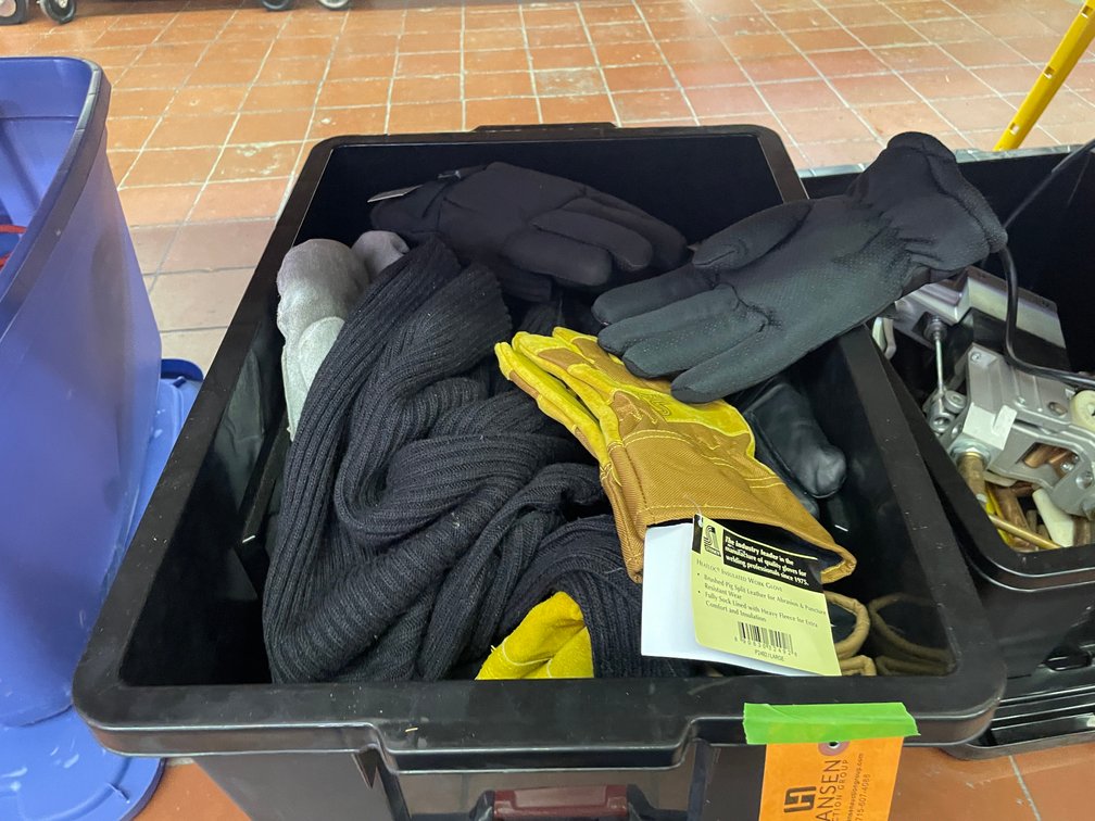 Tote of Leather and Winter Gloves