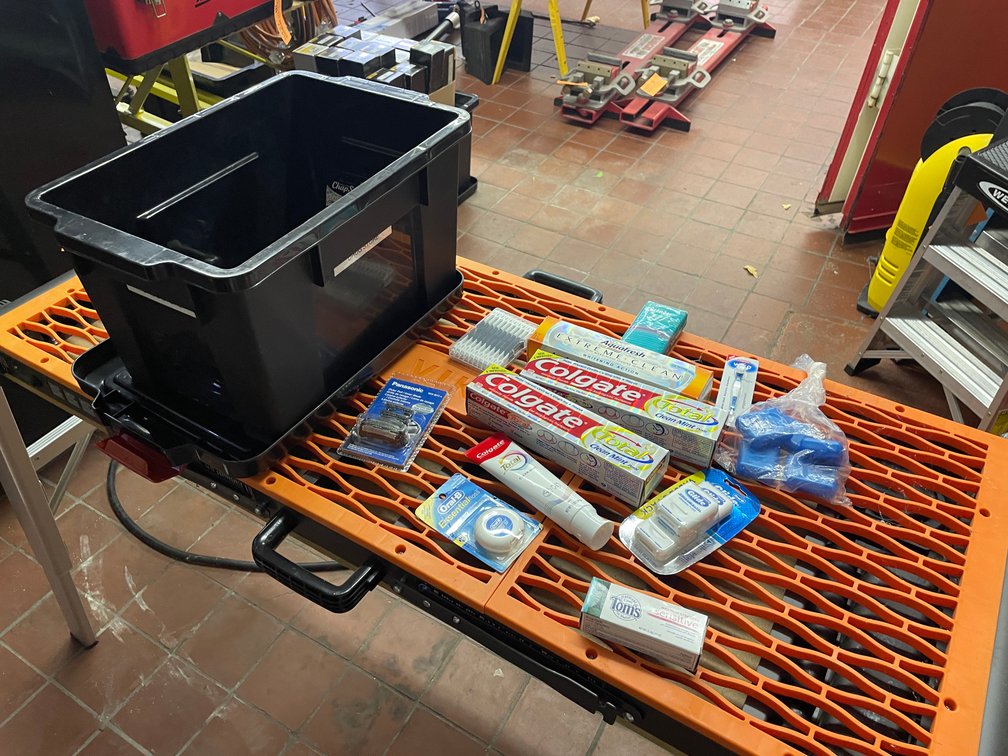 Tote of Hygiene Items