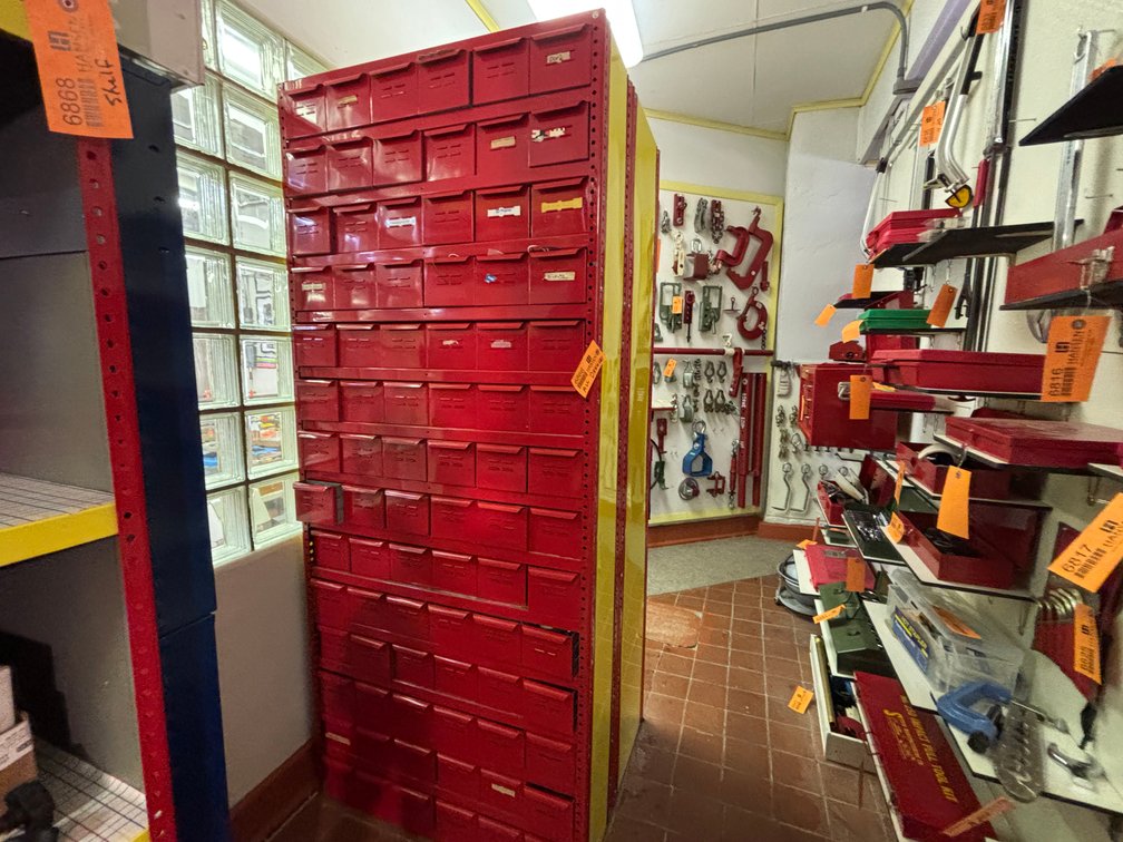 Metal Bolt Bin Shelf with Contents