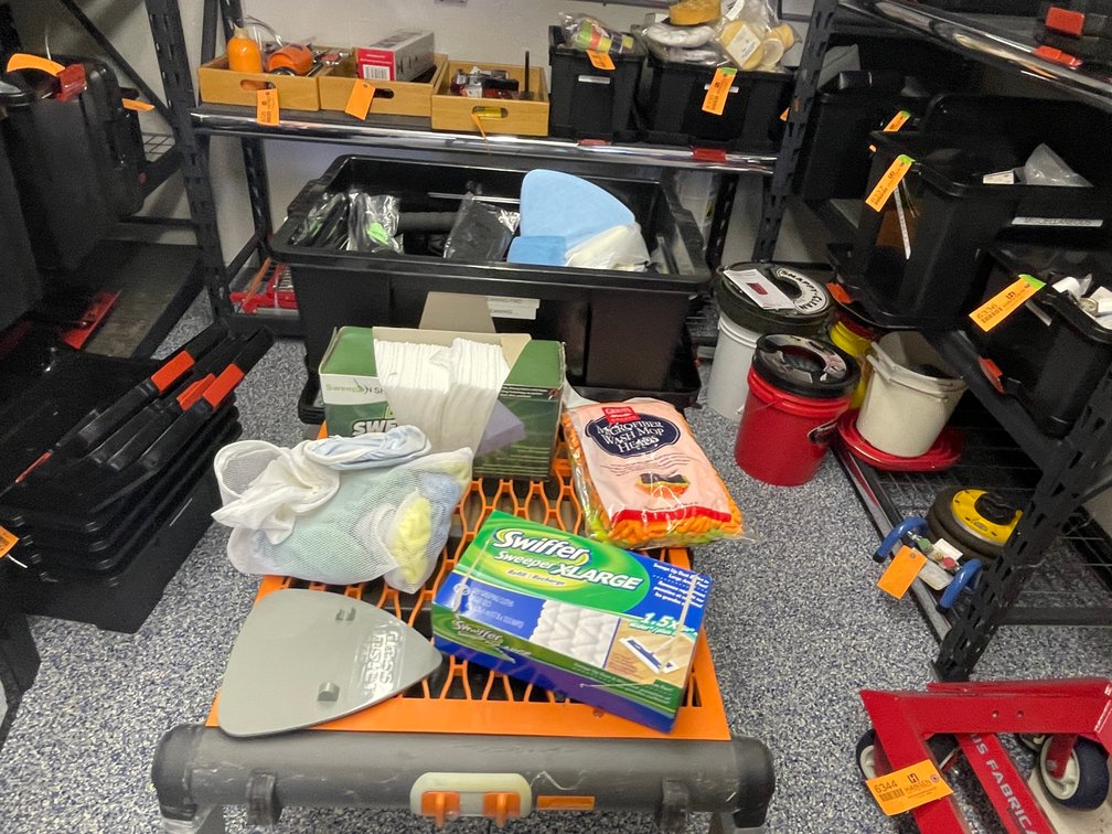 Tote of Cleaning Items