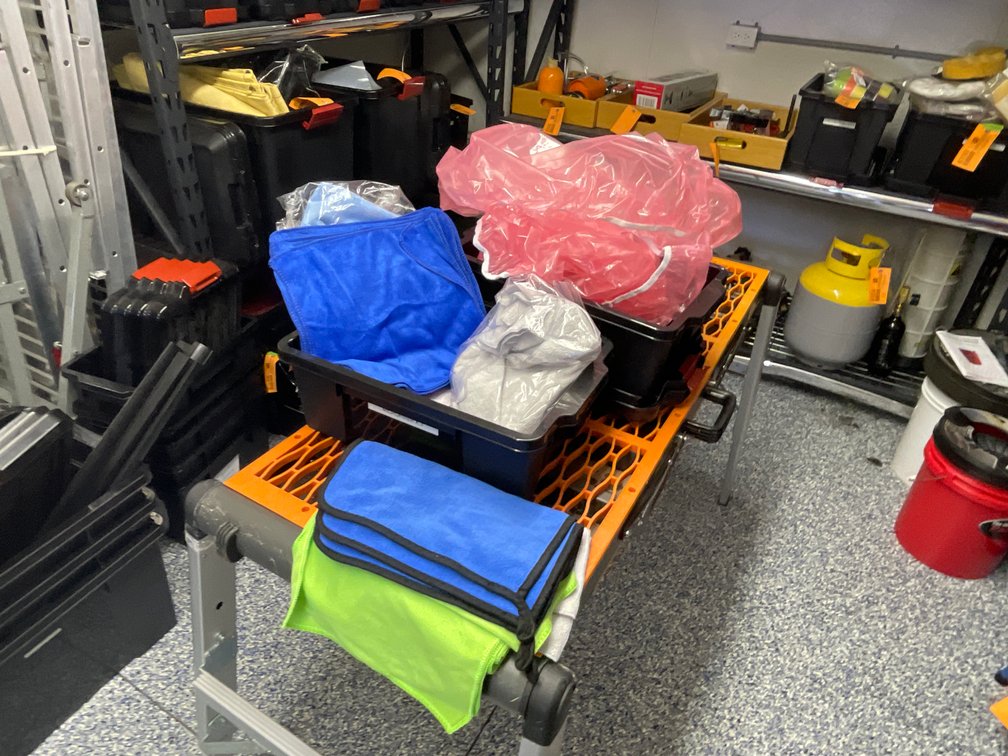 Tote of Plastic Wheel Covers