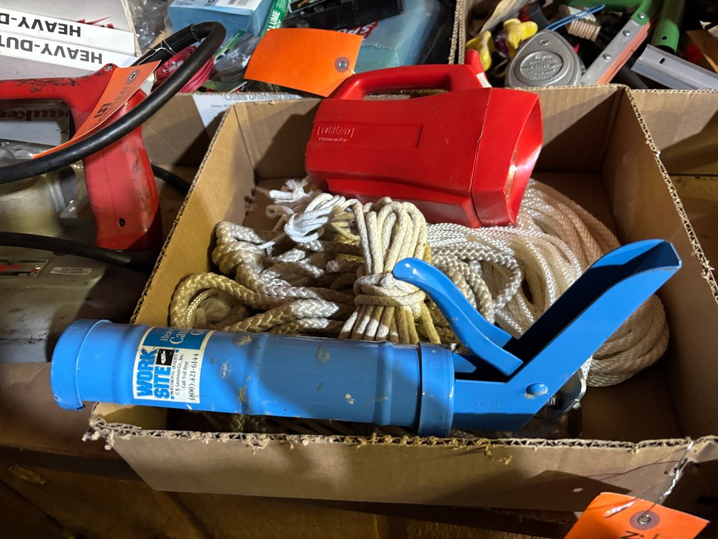 Rope, Caulk Gun, and Spot Light