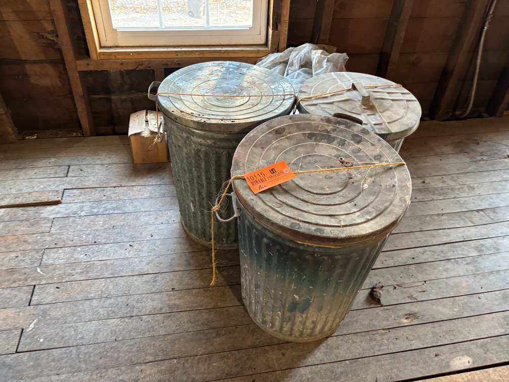 (3) Metal Trash Bins