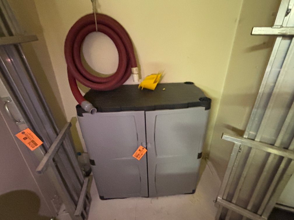 Rubbermaid Storage Cabinet and Contents