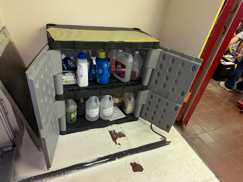 Rubbermaid Storage Cabinet and Contents