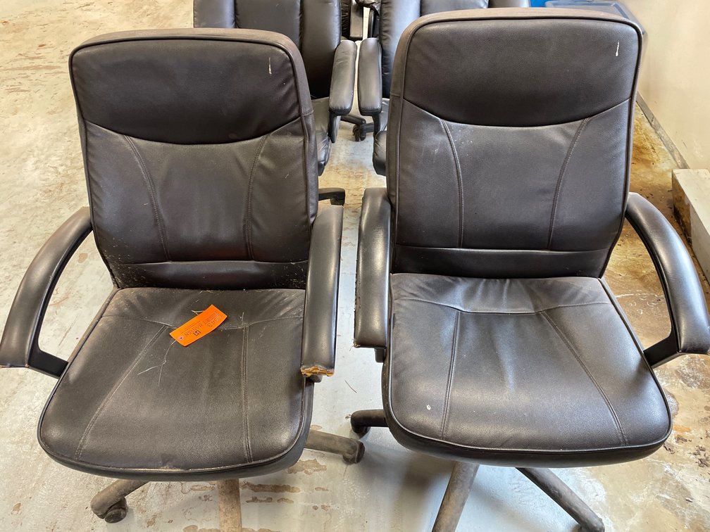 (2) Black Faux Leather Rolling Office Chairs