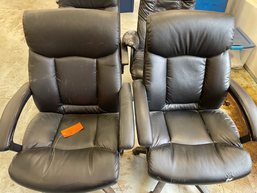 (2) Black Faux Leather Executive Office Chairs
