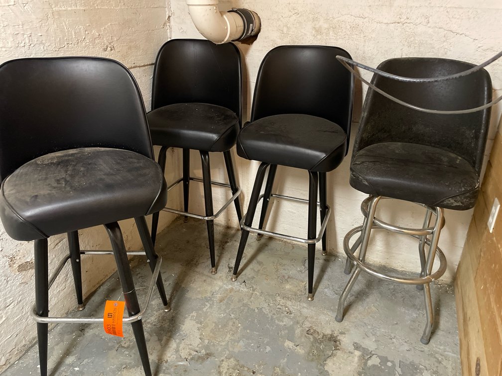 (4) Black Vinyl Upholstered Bar Stools